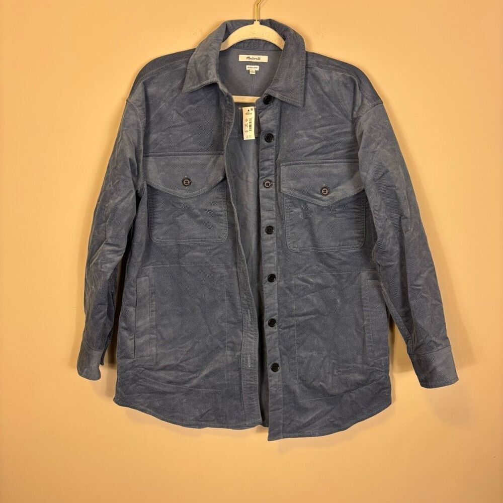 New Madewell Blue Oversized Collared Button Down Denim Shirt Women's XS